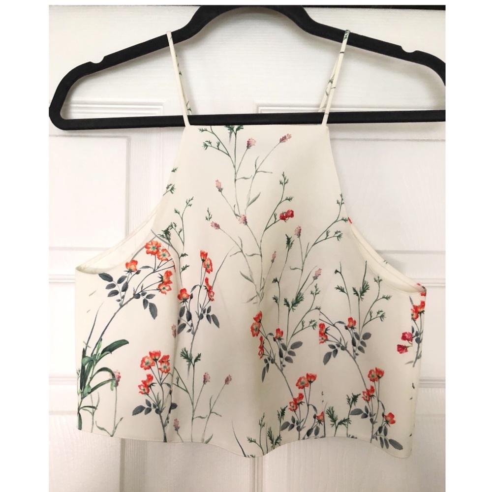 Zara Floral Print Square Neck Crop Halter